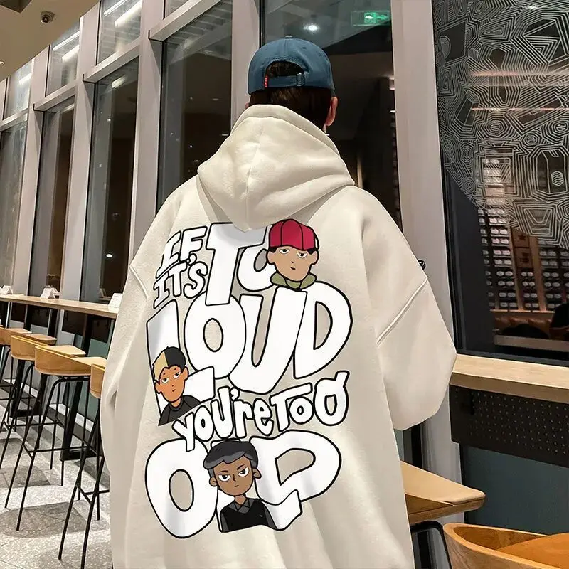 

American street trend hooded sweaters for men and women loose fitting personalized printed couples retro casual long sleeves y2k