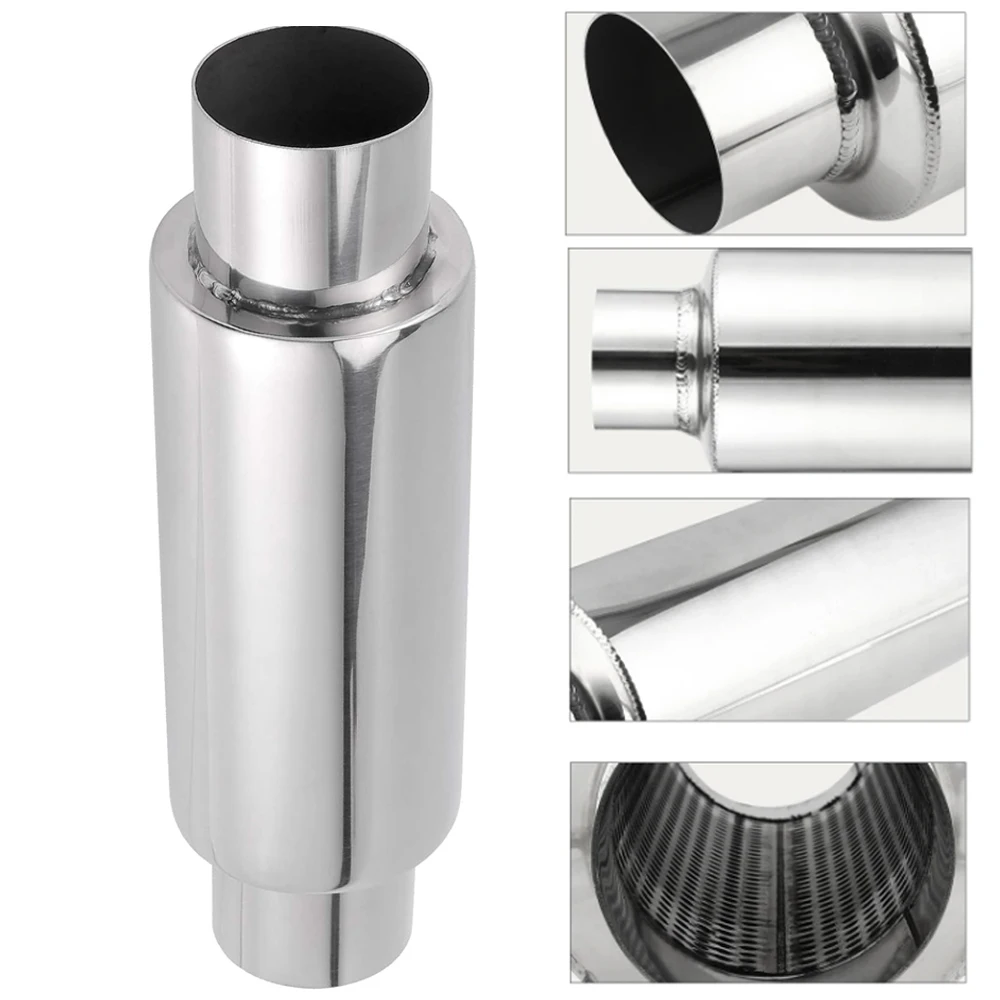 Universal 3"/2.5" /2"/2.25" Exhaust Muffler Pipe Resonator Car Tube Spiral Silencer Deep Sound 13.8" Length Stainless Resonato exhaust muffler tip,exhaust pipe muffler,exhaust trim pipe