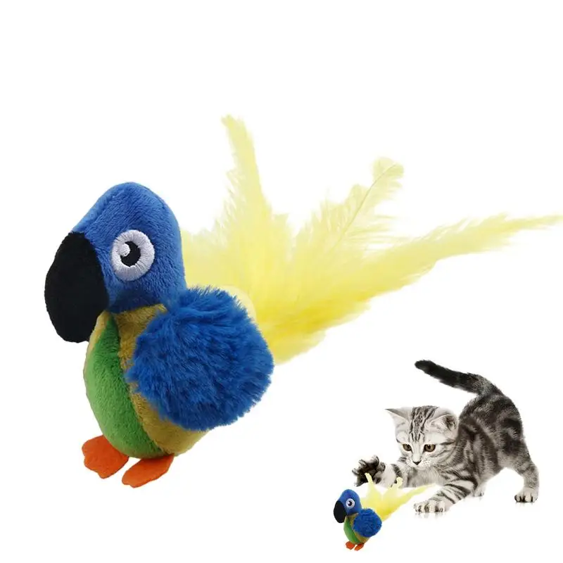 

Игрушечная птица для кошек, фланелевый попугай, игрушки для домашних животных, портативный котенок, развлечение для расслабления, исследование, развлечение, милая птица, игрушки со звуком для