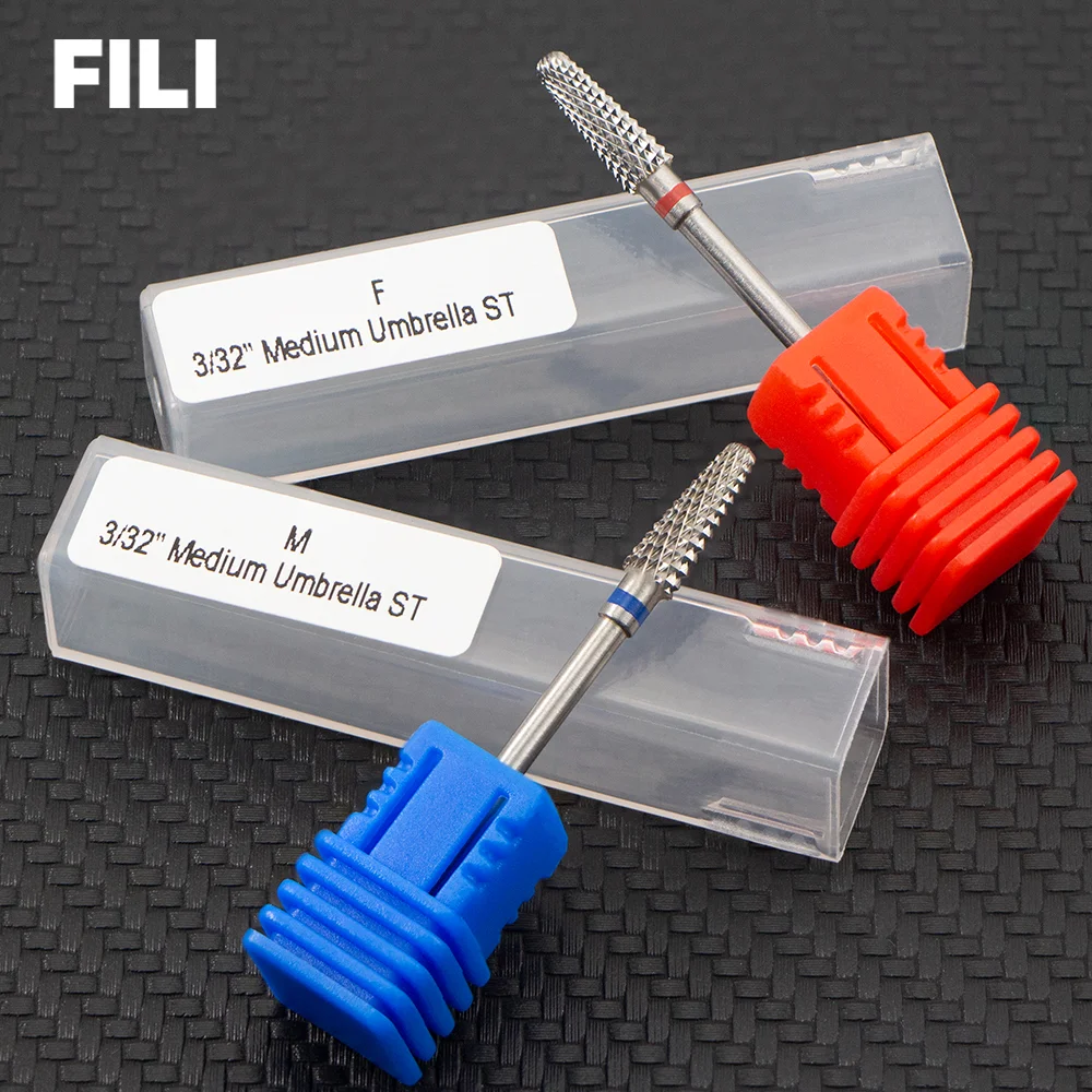 

FILI Tungsten Carbide Nail Drill Bit for Gel Acrylic Fake Nail Polish Remover Electric Drill Machine 3/32" Shank Bit Accessories