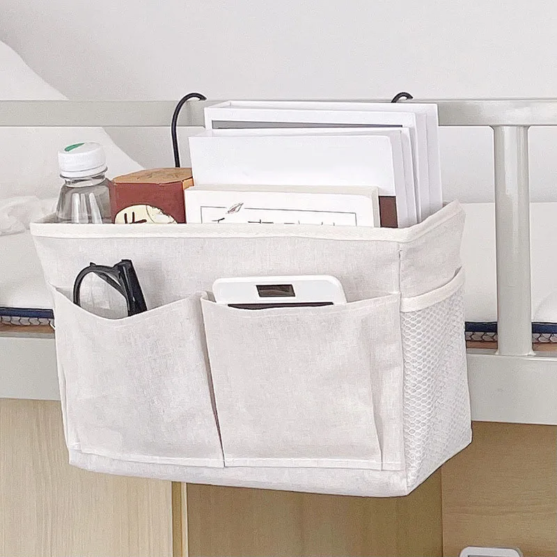 Multifunctional Bedside Sofa Hanging Storage Bag, Fabric Hanging Basket Bedside Shelves for Dormitory and Apartment Storage 5