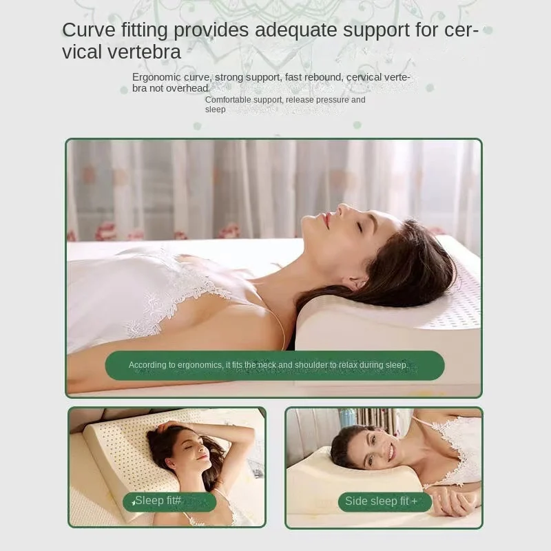 TAIHI Orthopedic Latex Pillow Thailand Massage Memory Cervical Neck Pain Pillows for Sleeping Remedial Effectively Prevent Mites 3