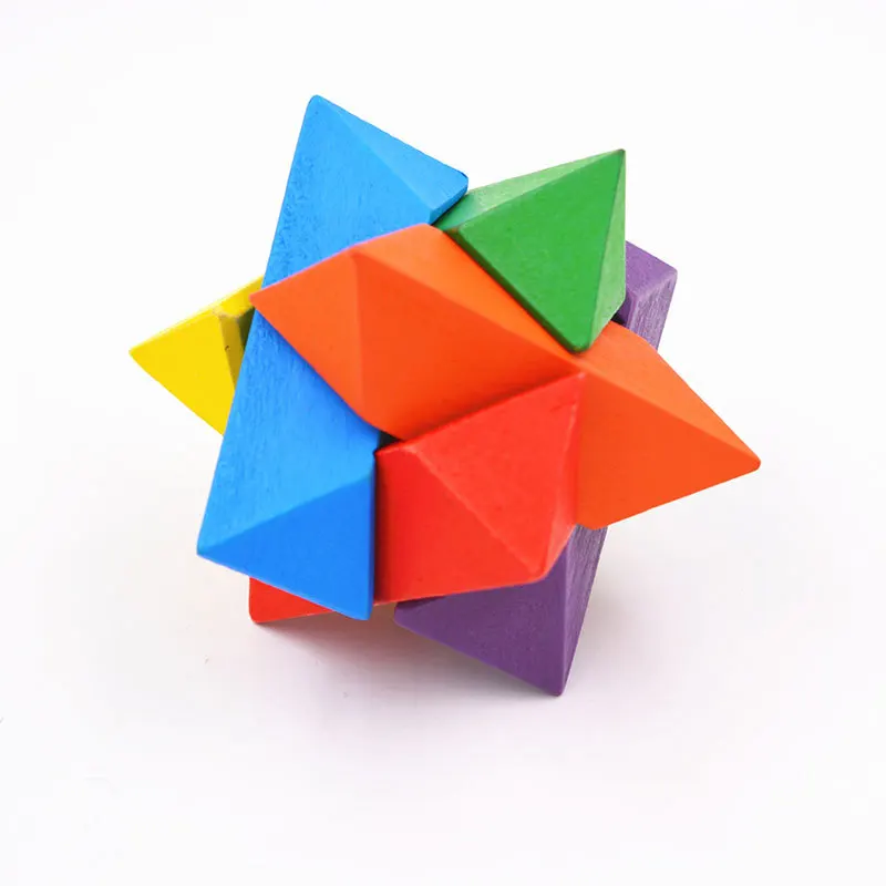 

Puzzle Wooden Unlock Loop Interactive Disassembly and Assembly of Colored Diamond Octagonal Ball