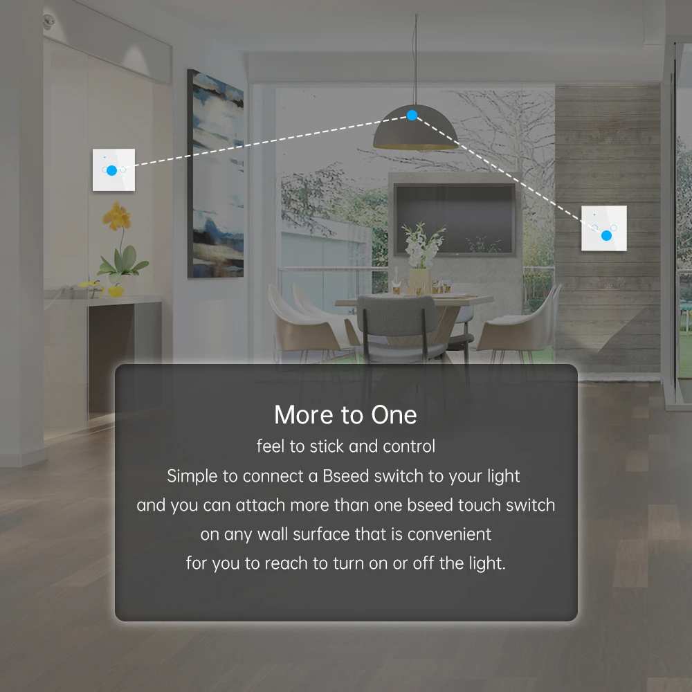 Tuya Smart Wifi EU Touch Switch 1Gang 2Way Glass Panel Touch Switches 2Way Stairs Wall Switches For Smart Life Alexa Google Home