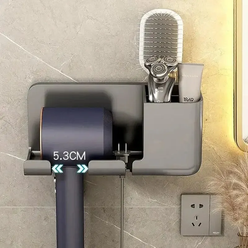 Hair Dryer Rack Wall Mounted Plastic Home Tool Organizer Bathroom