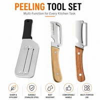 Ergonomic Wood Handle Fruit Vegetable Peeler Stainless Steel Paring Knife Multi Purpose Kitchen Tool for Home Restaurant Daily 4
