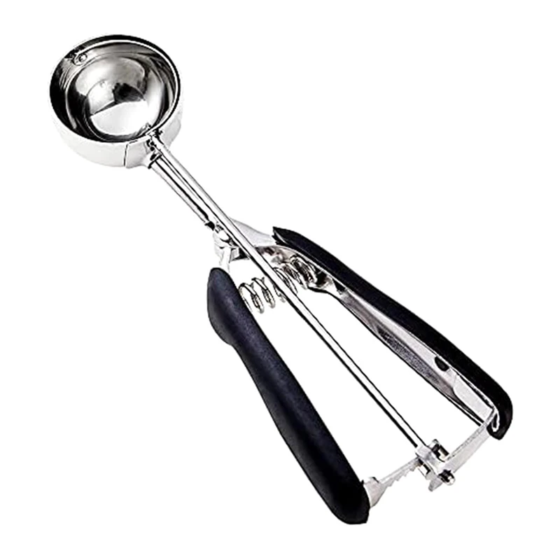 Cookie Scoop, Cookie Dough Scoop, Spring-Loaded Ice Cream Stainless Steel Comfortable Grip 21 X 4Cm Black