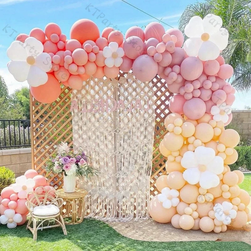 

Macaron Pastel Retro Pink Balloons Garland Arch Birthday Party Decoration Flowe Daisy Balon Baby Shower Wedding Decor Accessory