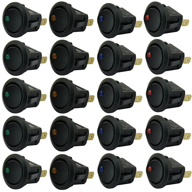 20x 파란색 녹색 노란색 빨간색 LED 도트 라이트 12V 자동차 자동 ON/O..