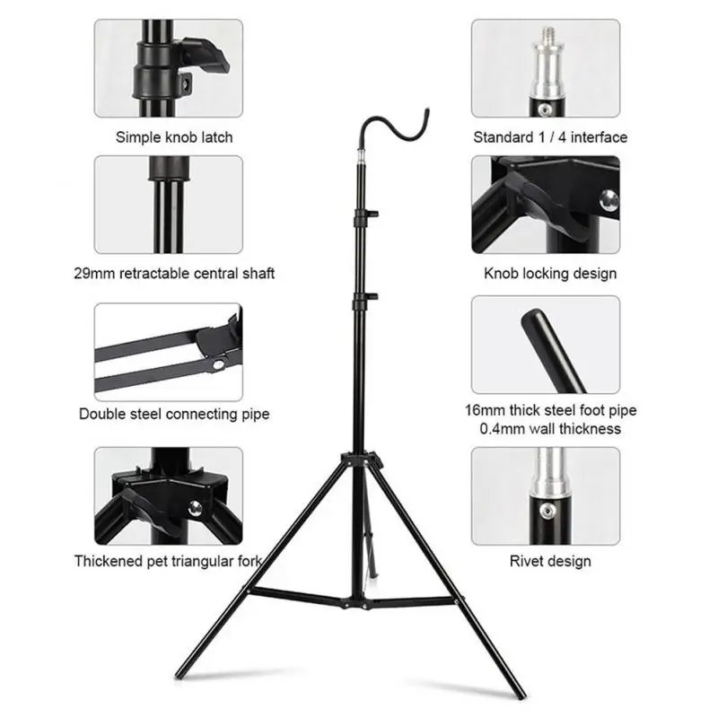 

Outdoor Tripod Multi Use Photographic Lighting Stand Metal Tripod Support For Camping Fishing Photography Tripod Portable 2m