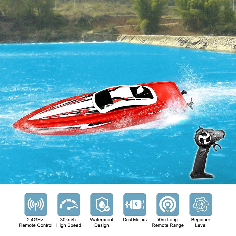 

Remote Control Boat RC Speedboat High-Speed Double Motor Radio Controlled Race Boat Summer Outdoor Game Kid Game Children Gift