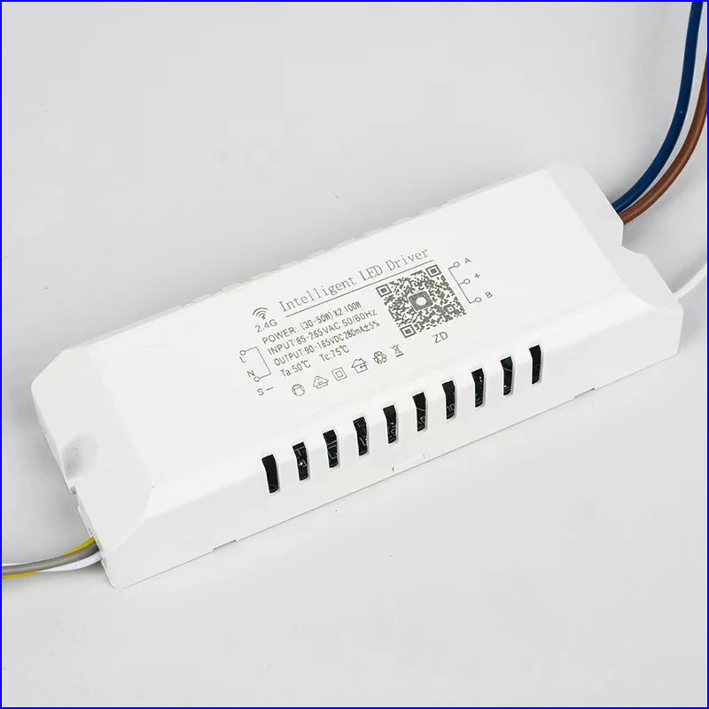 Transformador LED inteligente, entrada de energia AC85-265V, controle do aplicativo, driver de isolamento LED, 2.4G, remoto, transformador LED, 40-60W, X2 para cor regulável