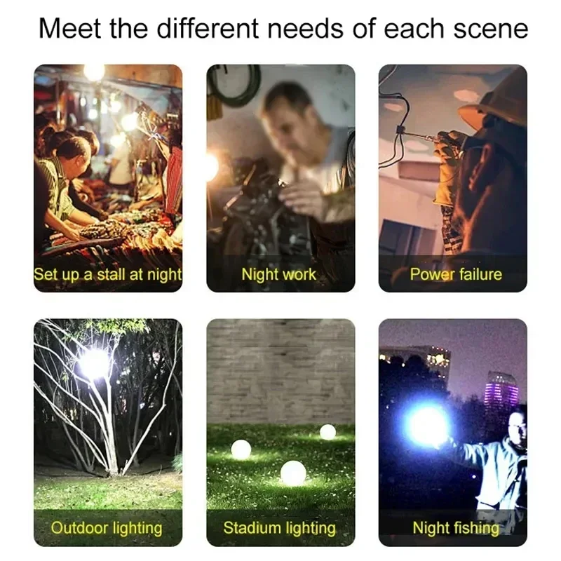 Camping Lantern Portable USB Rechargeable LED Camping Lights Outdoor Emergency Lamp Bulb High Power Lamp Bulb Battery Lantern BBQ Tents Lighting