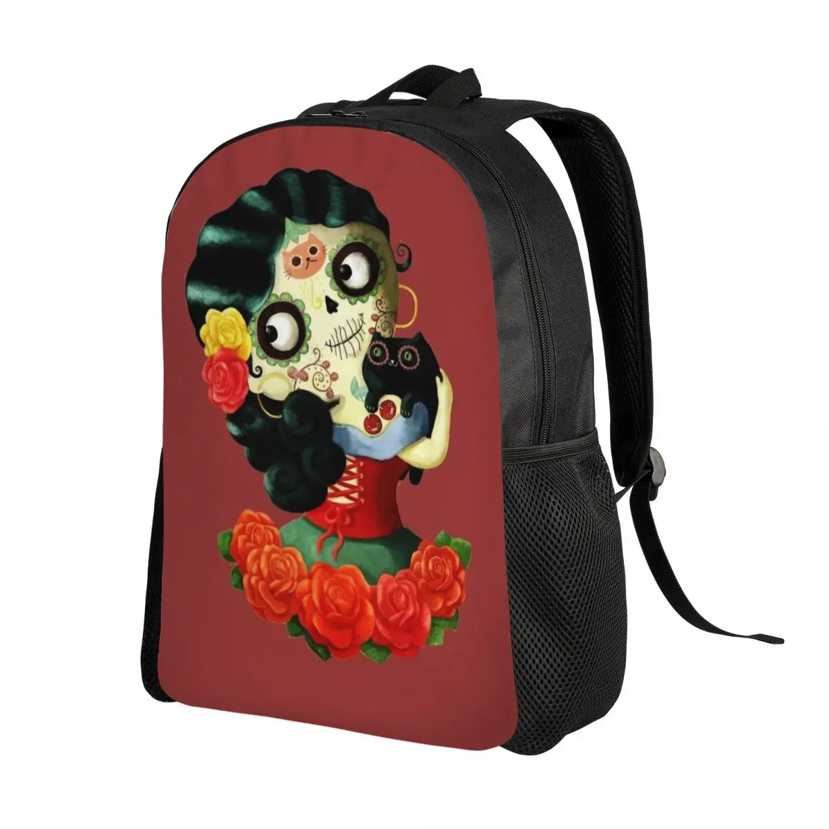 

Милый рюкзак мексиканского дня мертвецов, регулируемый наплечный ремень, стильный, легкий, вместительный