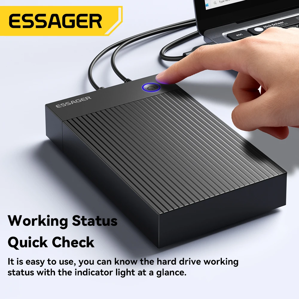 Essager 3.5-inch SATA 3.0 Hard Drive Enclosure Dock 5Gbps USB3.0 UASP+TRIM Tool-Free External Case For 2.5/3.5 Inch SATA HDD/SSD