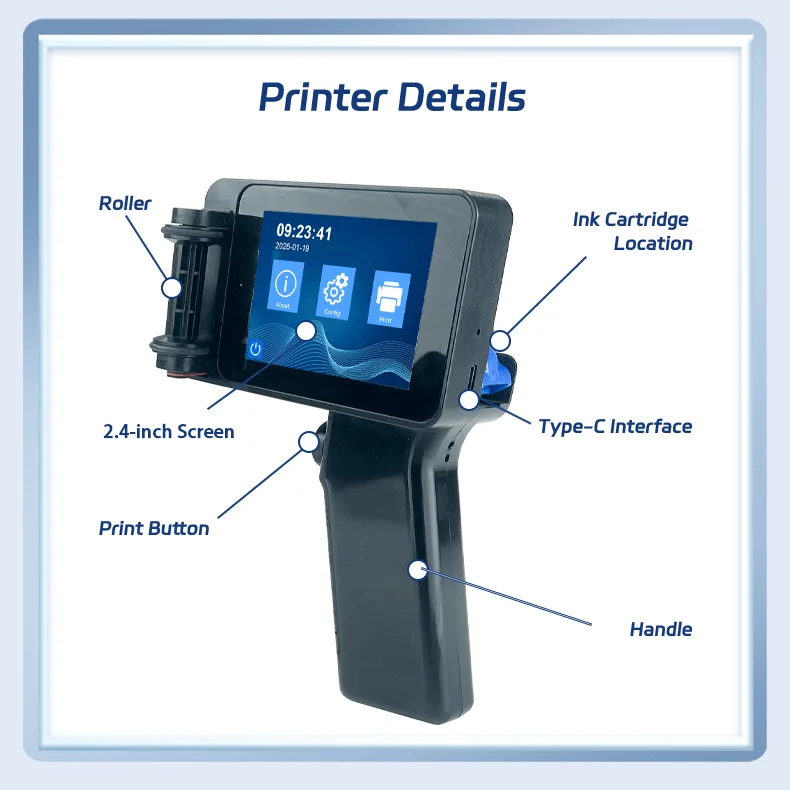 DC14 Mini Handheld Printer Portable Handheld Inkjet Printer Non-encrypted QR Bar