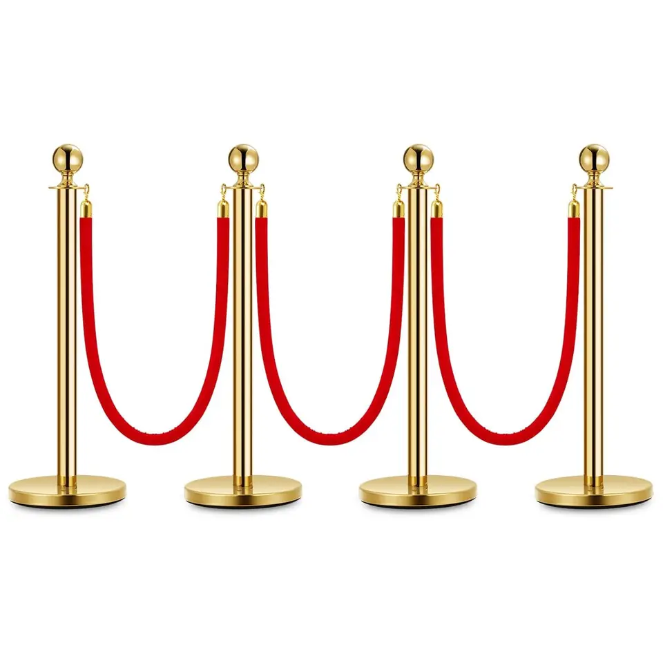 Elegant Gold Stanchion Posts with Velvet Ropes