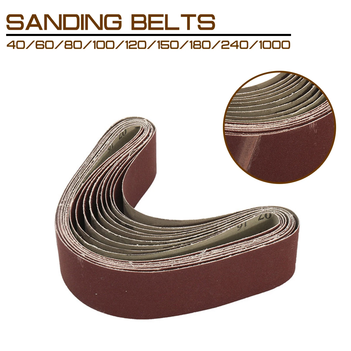 

10pcs 30mm x 540mm 60 to 1000 Grit Sanding Belts For Angle Grinder Belt Sander Attachment