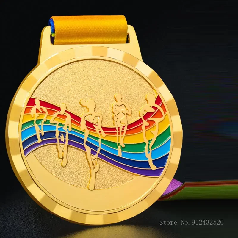 Customized Neck Hanging Medal Sports Basketball Table Tennis Badminton, Football, Rainbow Running Medal, Gold, Silver and Bronze