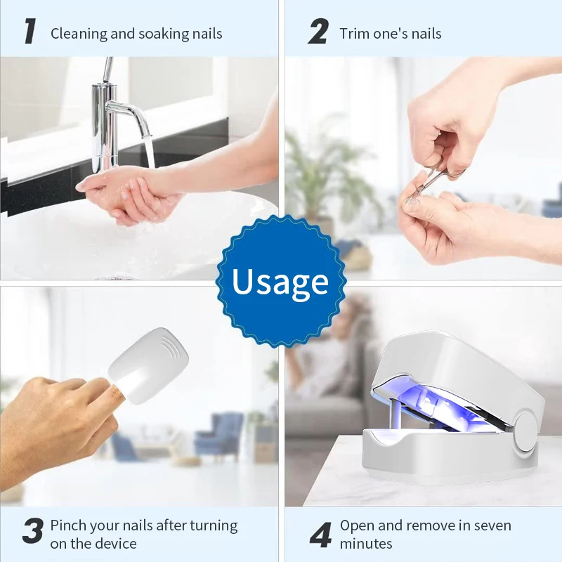 Nail fungus treatment LED laser device for cleaning onychomycosis USB charge 905nm infrared light 470nm blue light nail salon nail fungus remover personal health care laser therapy pen