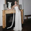Elegant Customized Satin Wedding Gown Strapless Flowing Tulle Train Wedding Dress 2025 Pleats Modern Simple Brides Dress 1