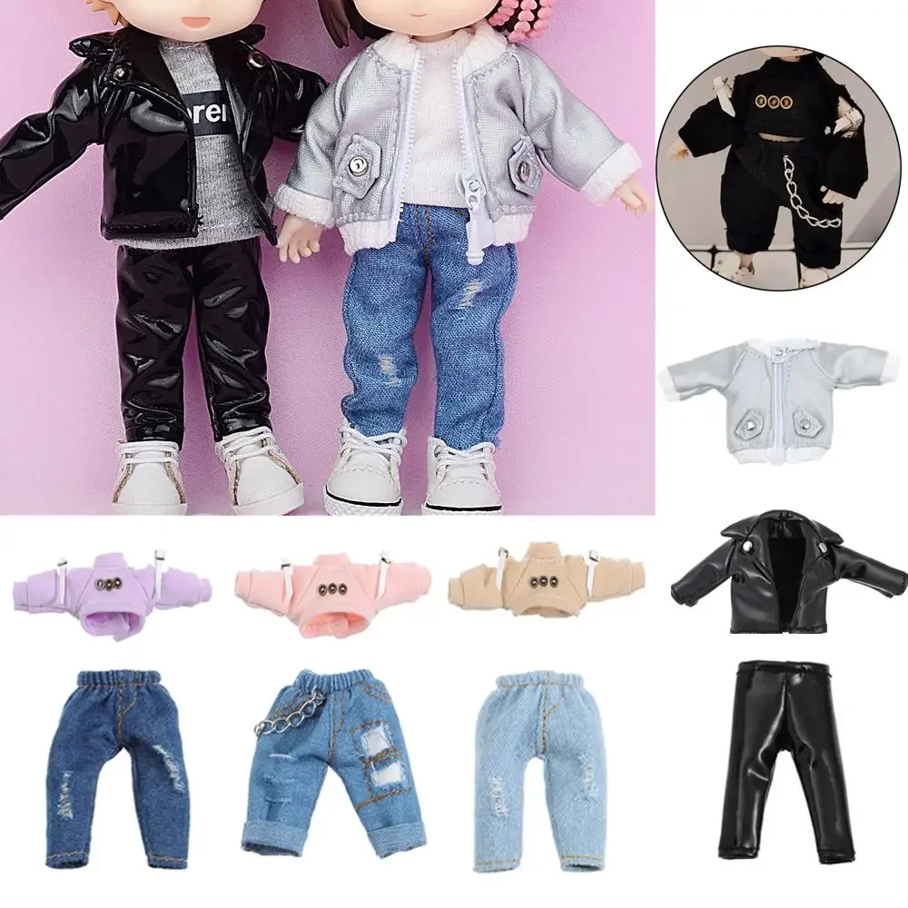 Doll Fashion Outfit Set: Ripped Jeans, Trendy Hoodies, & Cool PU Leather Jackets - Stylish Doll Clothes Accessories