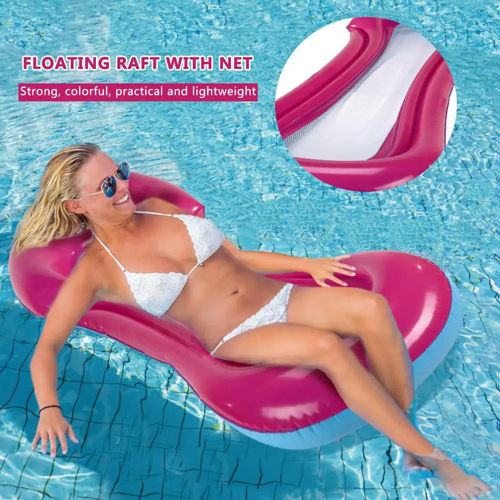 Inflatable Floating Mattress Row Folding Swimming Beach Chair Water Pool Party Float Bed Party Toy Lounge Bed for Swimming