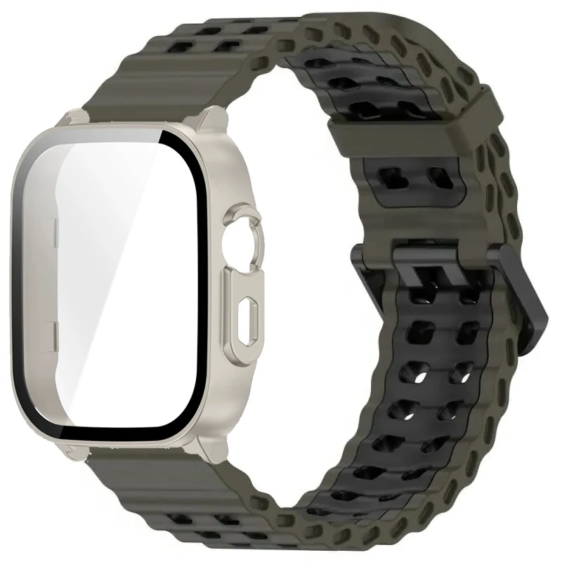 Silicone Band and Protective Case for Smartwatch - Premium Wristband Accessory Set with Screen Protector and Strap