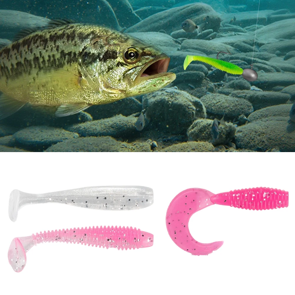 Vibrant T-tail Soft Bait 35mm for Freshwater Saltwater Fishing with Reflective Scale Design and Strong Scent Attractant