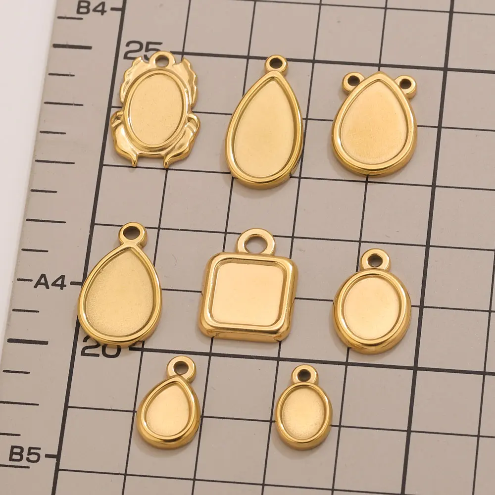 5 Stück Edelstahl Ovale Anhänger-Cabochon-Basen, Rohlinge für Harz-Cameo-Anhänger, Schmuckherstellungszubehör – Detail 8