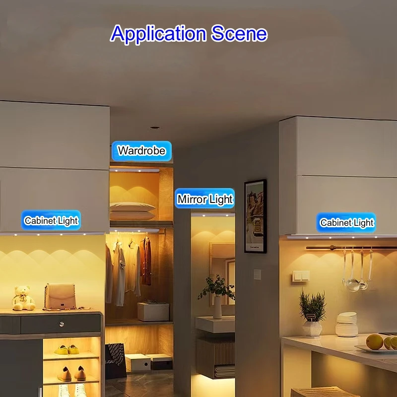 모션 센서 LED 야간 조명, 무선 초박형 투광 조명, 와인 디스플레이 캐비닛 책장 옷장 USB 충전식 램프