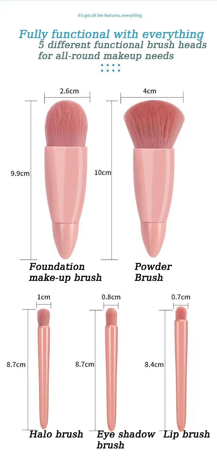 5pcs Soft Fluffy Mirror Makeup Brushes Set For Cosmetics Foundation Blush Powder Eyeshadow Blending Makeup Brush Beauty