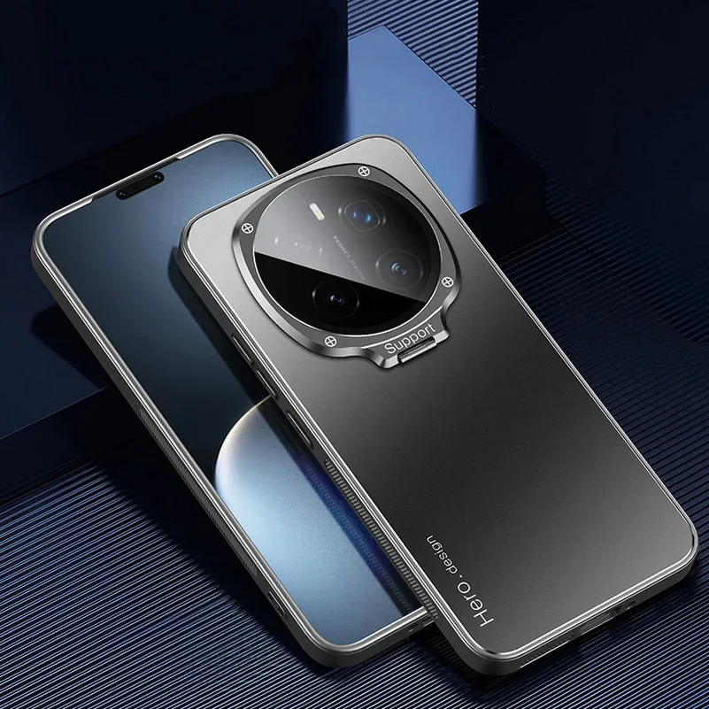 Enhanced Protective Matte Kickstand Case with Metal Camera Holder Cover
