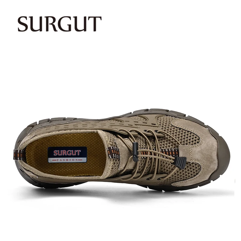 SURGUT 남성용 통기성 메쉬 솔리드 다크 브라운 블랙 컬러 신발, 브랜드 품질, 부드러운 데일리 럭셔리 캐주얼 신발, 여름