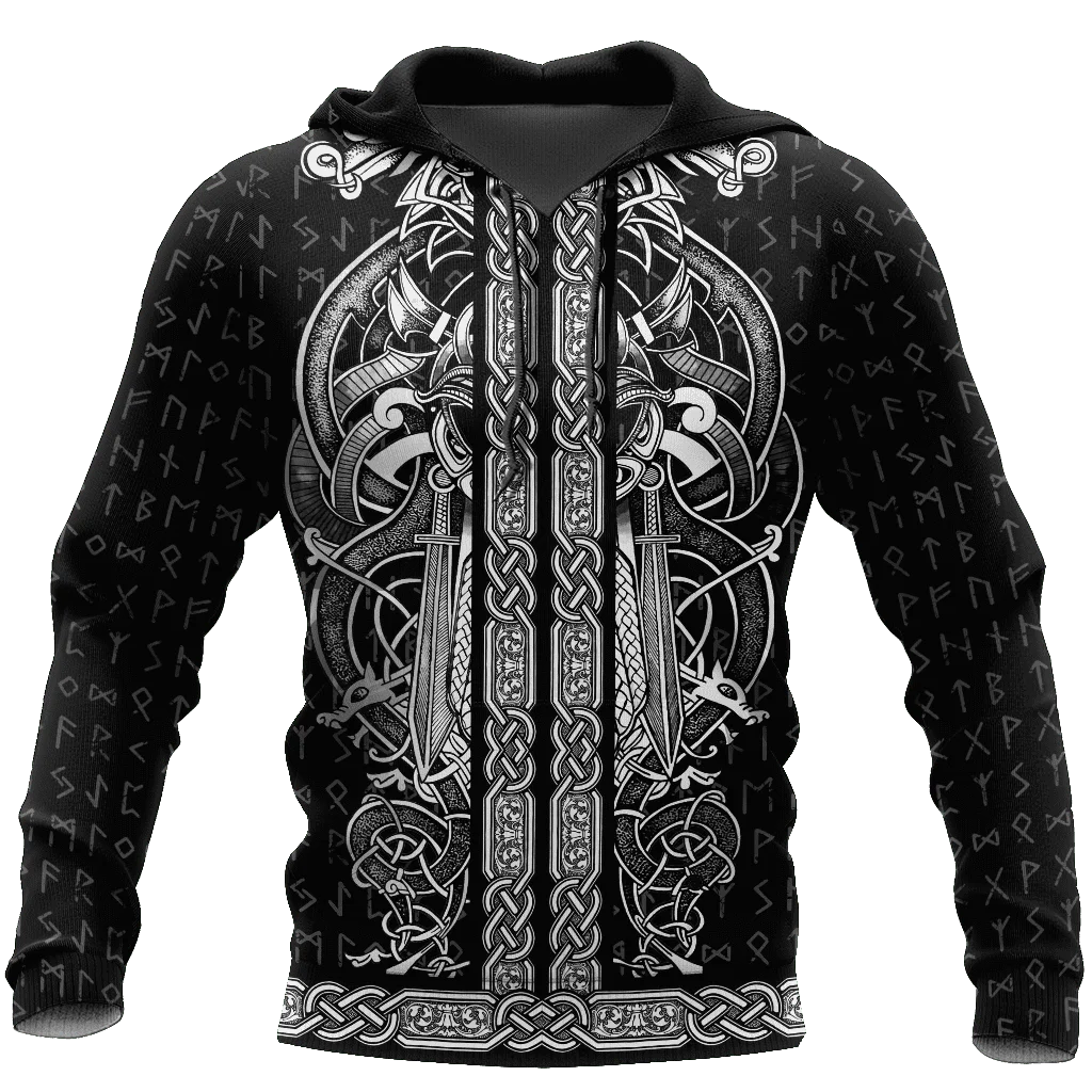 

New Free Shipping Branded Men's Hooded Sweatshirt Vikings 3d Digital Print Pullover Fashion Unisex Oversized Outdoor Men's Tops