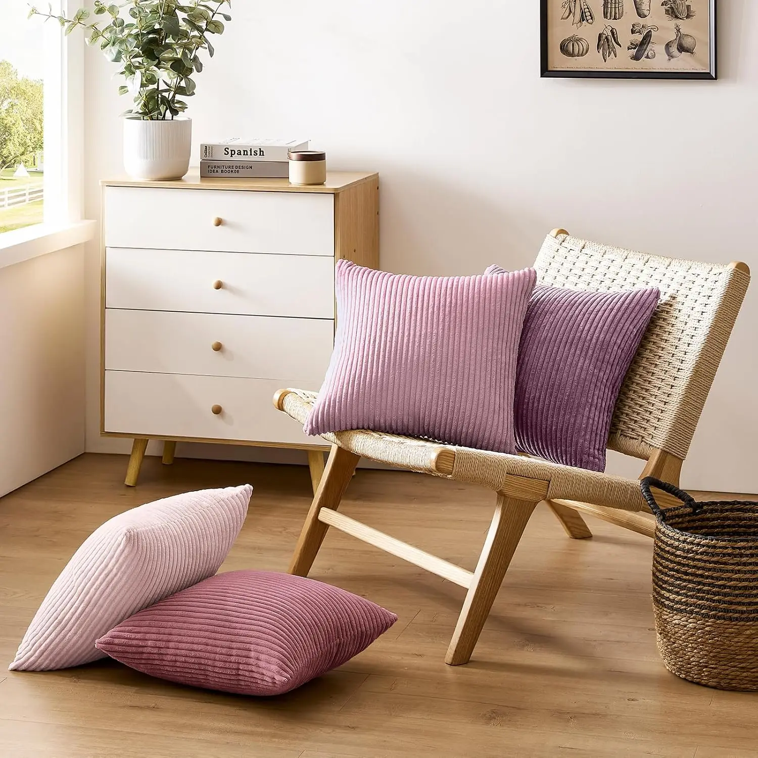 Lilac Pink Soft Corduroy Pillow Cover Image 3