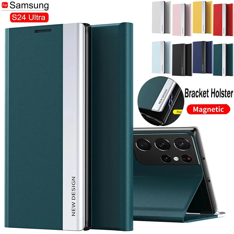 Elegant Leather Plating Magnetic Stand Flip Phone Case