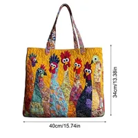 Sac fourre-tout matelassé vintage tendance, motifs imprimés en 3D, grande capacité, sac de voyage léger en toile de coton, accessoire pour femme 5