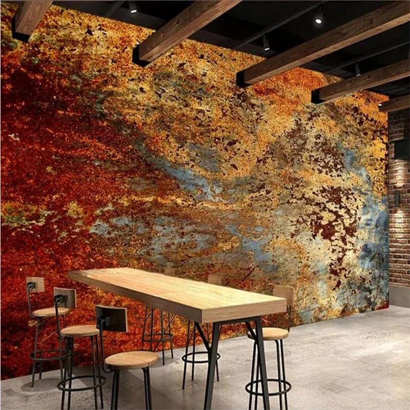 Custom 3d Mural Green Plant Cement Wall Painting Europeu e Estados Unidos Vento Industrial Retro