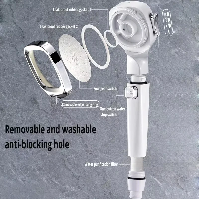 Xiaomi High Pressure Shower Head Water Saving 3 Modes Shower Heads Adjustable One-Key Stop Water Massage Sprayer Bathroom Parts 5