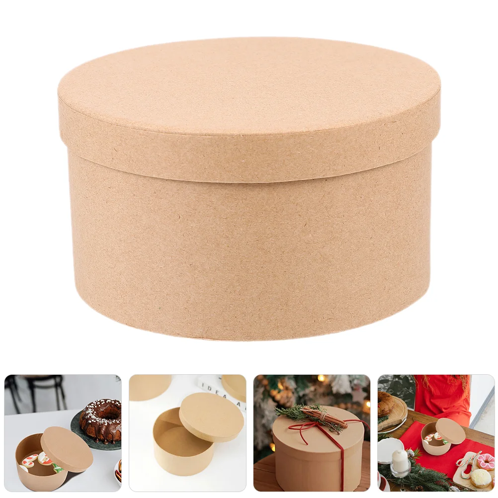 

Gift Box With Lid Round Shaped Box Jewelry Storage Box Chocolate Flowers Packing Box Kraft Paper Gift Box Packaging Carrier