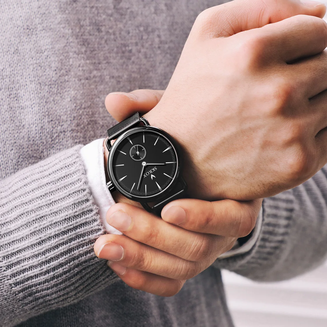 Mechanical Watch SKROX Elegant Minimalist Man Watch Thin Manual Mechanical Waterproof Men's Wrist Watches Original Luxury Brand Wind Up Clockwork