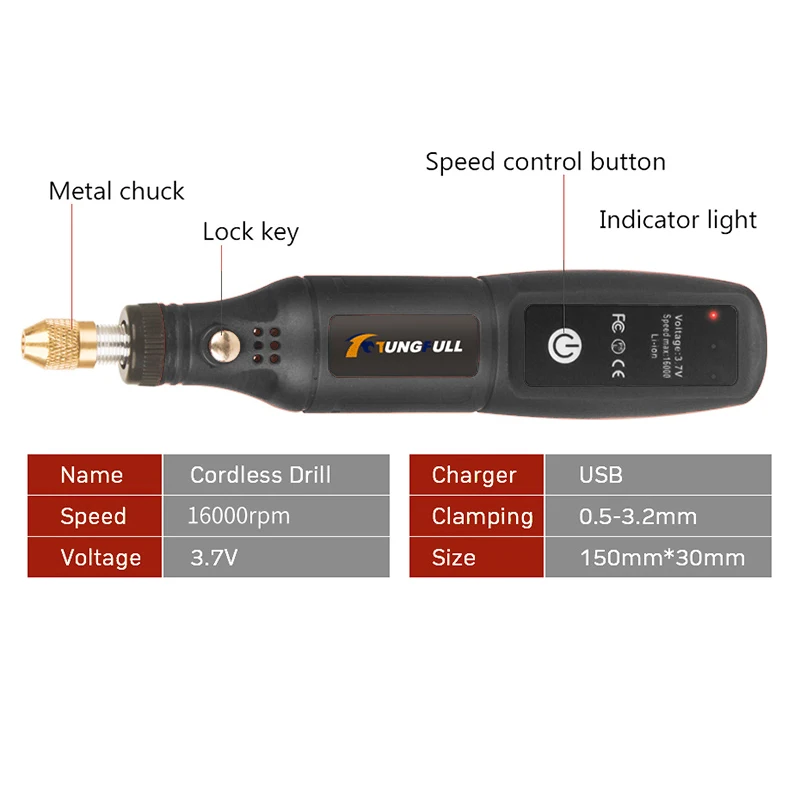 Фото USB Гравировальный инструмент Dremel инструмент Беспроводная Дрель вращающийся Инструмент Мини Беспроводная электрическая дрель перезаряжаемая полировальная машина №4
