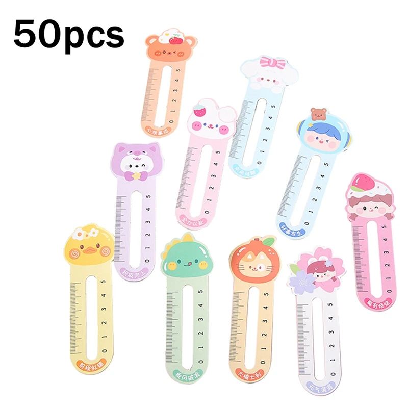 50 Pcs Kids' Animal-Themed Bookmarks - Cute, Durable, & Practical Reading Aids/Rulers Durable