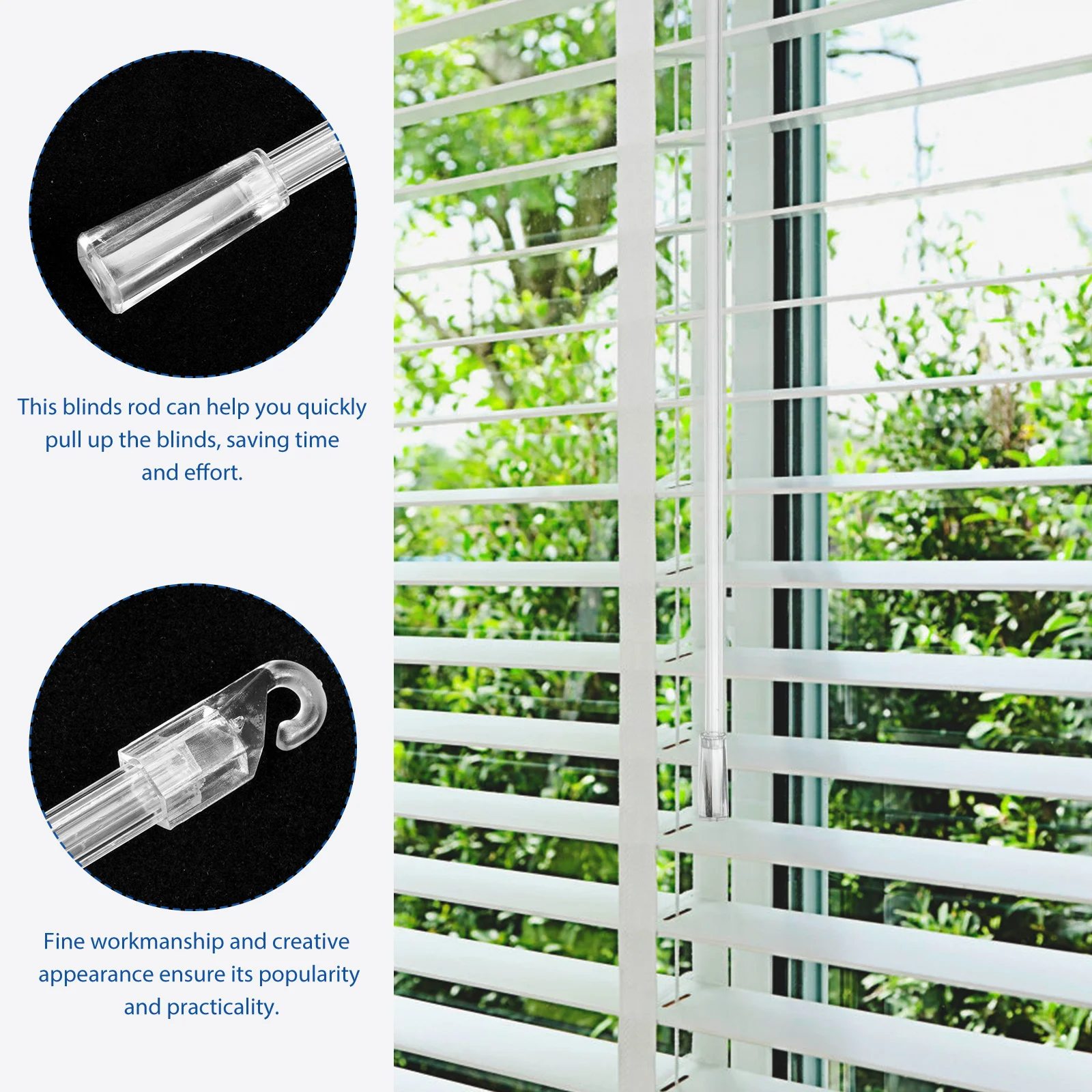 Blinds Wand Blind Replacement Rod Vertical Window Tilt Stick Hook Pulling Control Opener Curtain Parts Clear Venetian Pull Rods