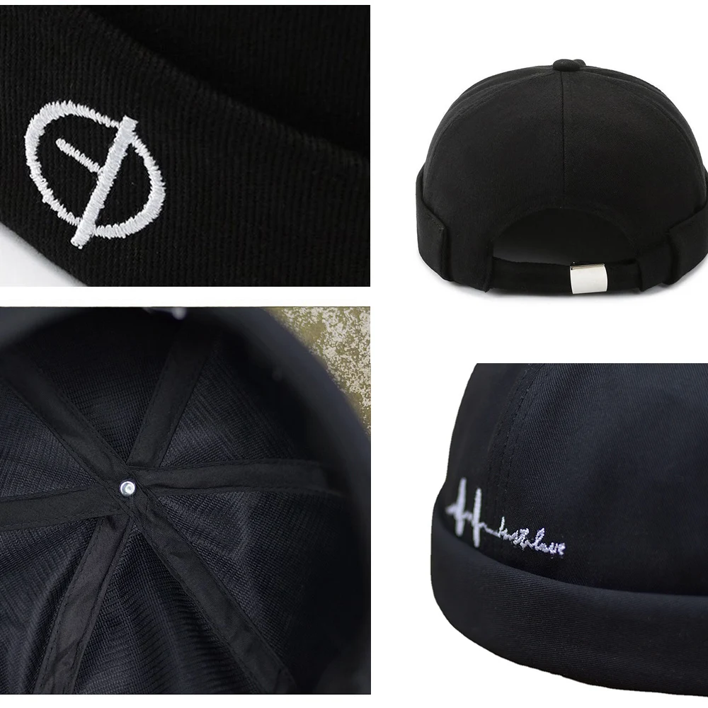 Skullies Beanies Fashion Beanies Fashion Men Docker Cap Brimless Skullies Cap Beanie Hat Soft Top Hats Hip Hop Hats Adjustable Vintage Solid Color Street Caps