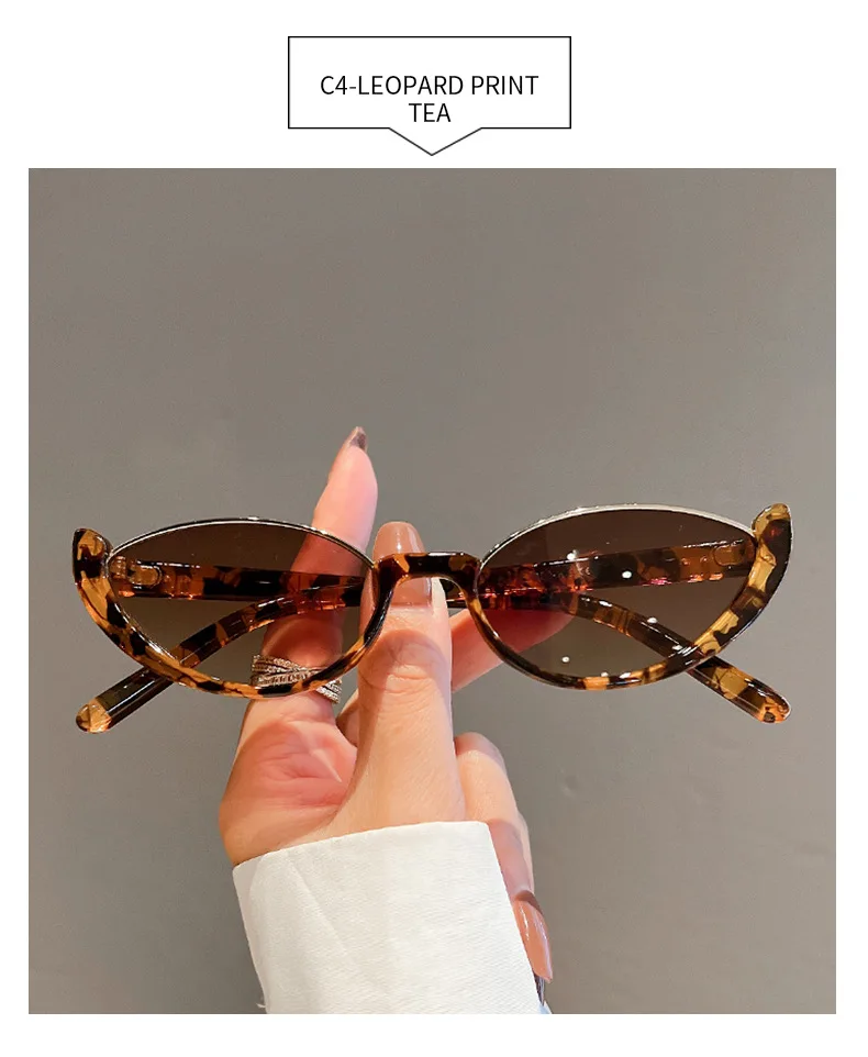 Halbrahmen-Cat-Eye-Sonnenbrille, modischer Stil, farbige Damen-Sonnenbrille, Uv400 – Detail 7
