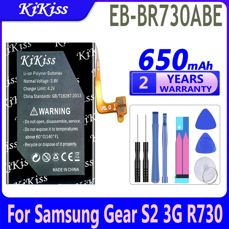 

650mAh KiKiss Powerful Battery EB-BR730ABE For Samsung Gear Sport SM-R600 S2 3G R730 SM-R730A R730V SM-R730S SM-R730T SM-R735T