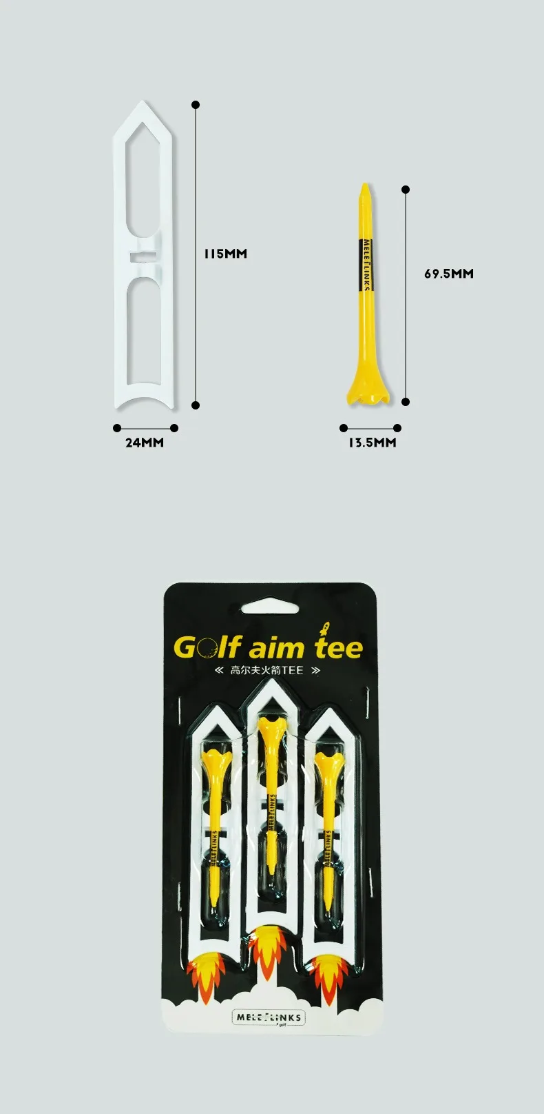 Golf Tee 3 Pcs Holder Golf Practice Rocket Step Down Ball Tees Rocket Design Golf Training Tees Golf Accessories Tool Drop Ship