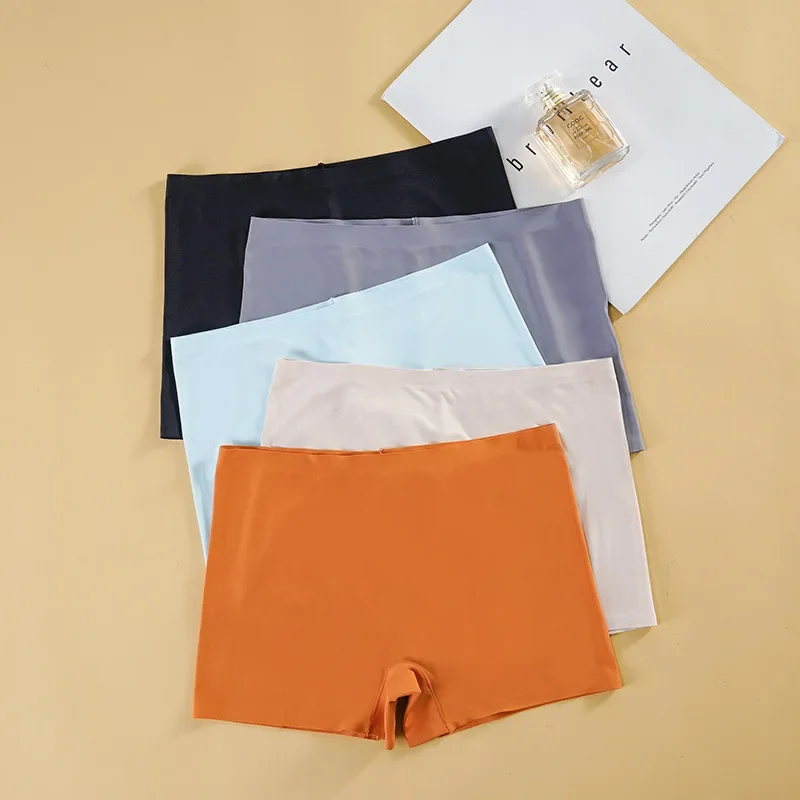 Women Modal Ice Silk Breathable Short Soft Cotton Seamless Safety Short Tight Underwear Female Boxers